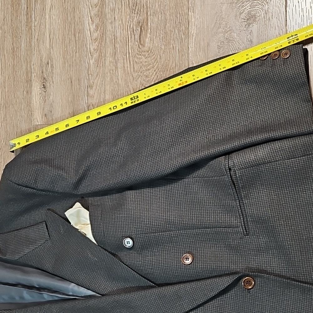 Datti Italy Wool Brown & Black Houndstooth Double Breasted Blazer Jacket 44R - Picture 15 of 16